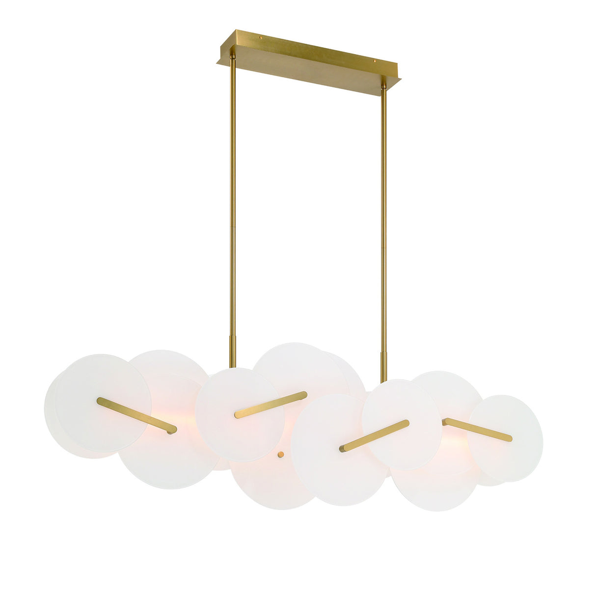 Malya LED  Linear Chandelier 56", Brass with Opal Glass