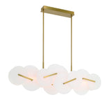 Malya LED  Linear Chandelier 56", Brass with Opal Glass