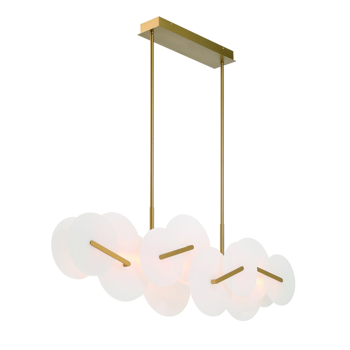 Malya LED  Linear Chandelier 56", Brass with Opal Glass