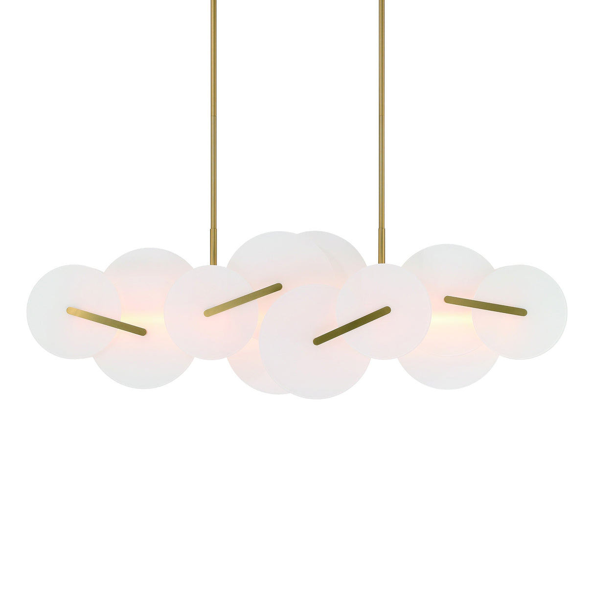 Malya LED  Linear Chandelier 56", Brass with Opal Glass
