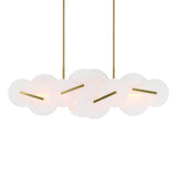 Malya LED  Linear Chandelier 56", Brass with Opal Glass