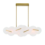 Malya LED  Linear Chandelier 56", Brass with Opal Glass