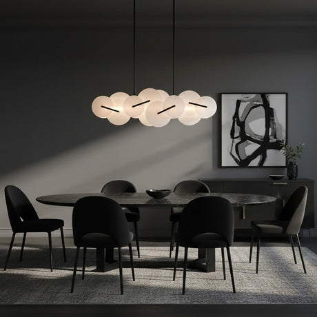 Malya LED Linear Chandelier 56", Matte Black with Opal Glass
