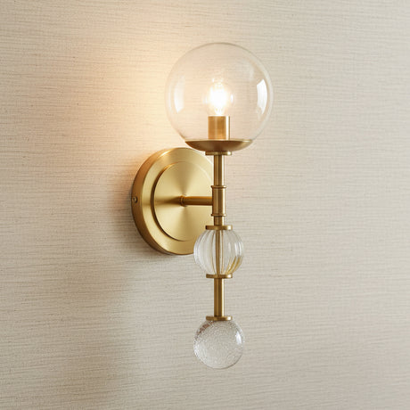 Lumi Wall Sconce 15, Brass for Modern home with Beige Textured Wallpaper