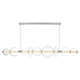 Elara LED 9 Light Linear Chandelier 74", Chrome and Clear Glass
