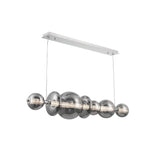 Elara LED 7 Light Linear Chandelier 56", Chrome and Smoke Glass
