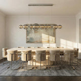 Elara LED 9 Light Linear Chandelier 74", Chrome and Smoke Glass