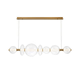 Elara LED 7 Light Linear Chandelier 56", Brass and Clear Glass