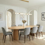 Elara LED 9 Light Linear Chandelier 74", Brass and Clear Glass