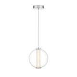 Elara LED Pendant 9", Chrome and Clear Glass