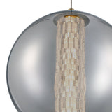 Elara LED Pendant 9", Brass and Smoke Glass