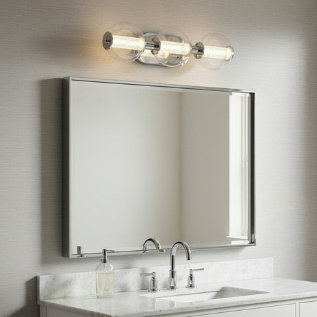 Elara LED 3 Light Vanity 25", Chrome and Clear Glass