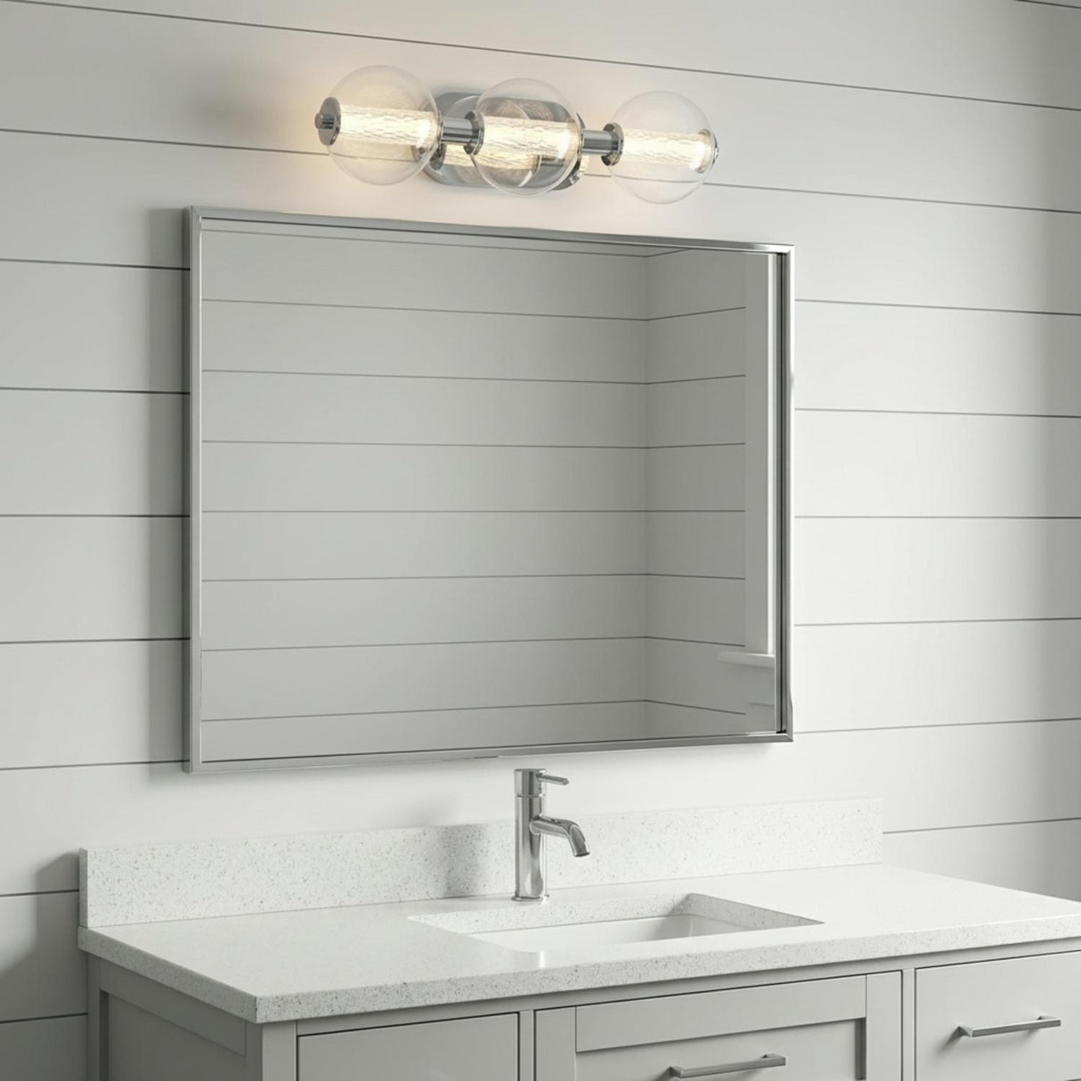 Elara LED 3 Light Vanity 25", Chrome and Clear Glass