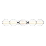 Elara LED 5 Light Vanity 38", Chrome and Clear Glass