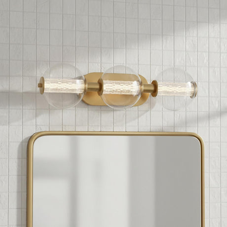 Elara LED 3 Light Vanity 25", Brass and Clear Glass
