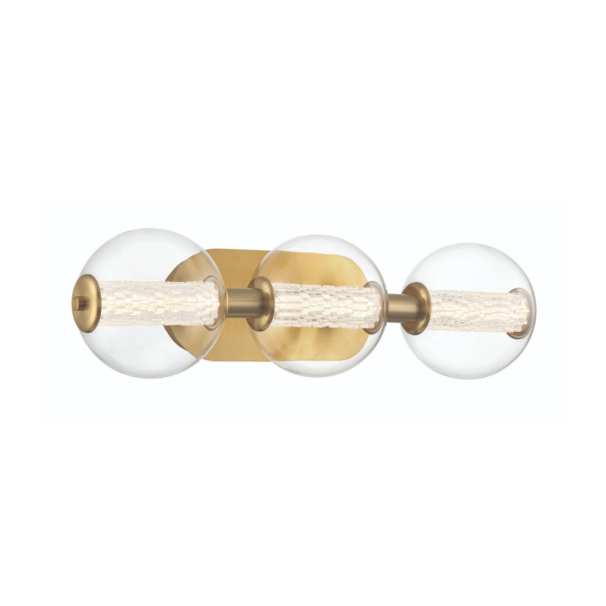 Elara LED 3 Light Vanity 25", Brass and Clear Glass