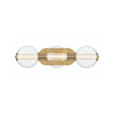 Elara LED 3 Light Vanity 25", Brass and Clear Glass