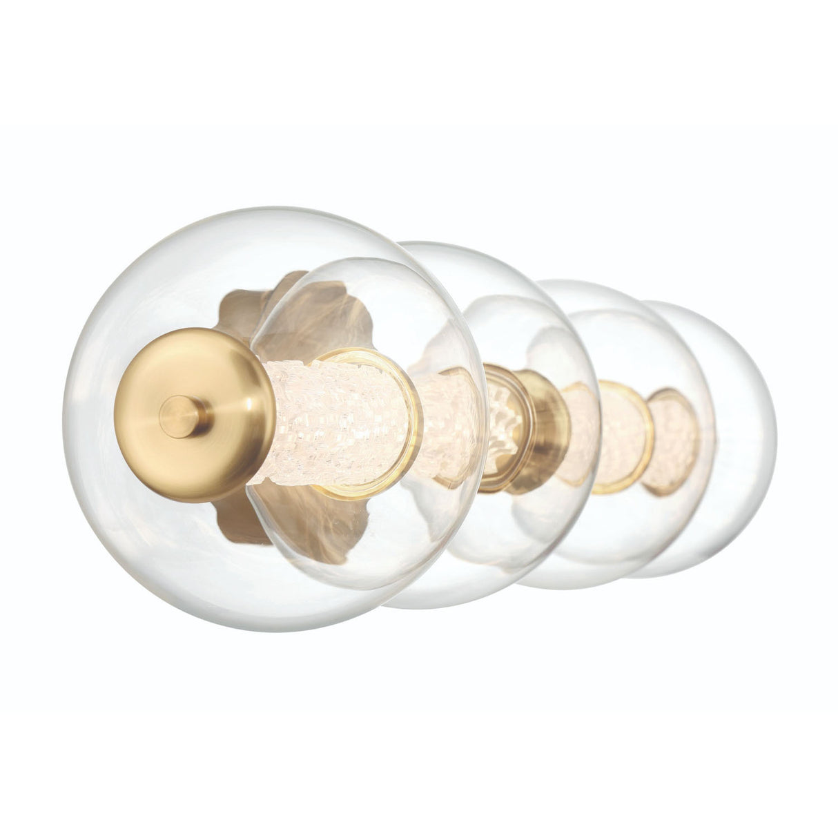 Elara LED 4 Light Vanity 30", Brass and Clear Glass