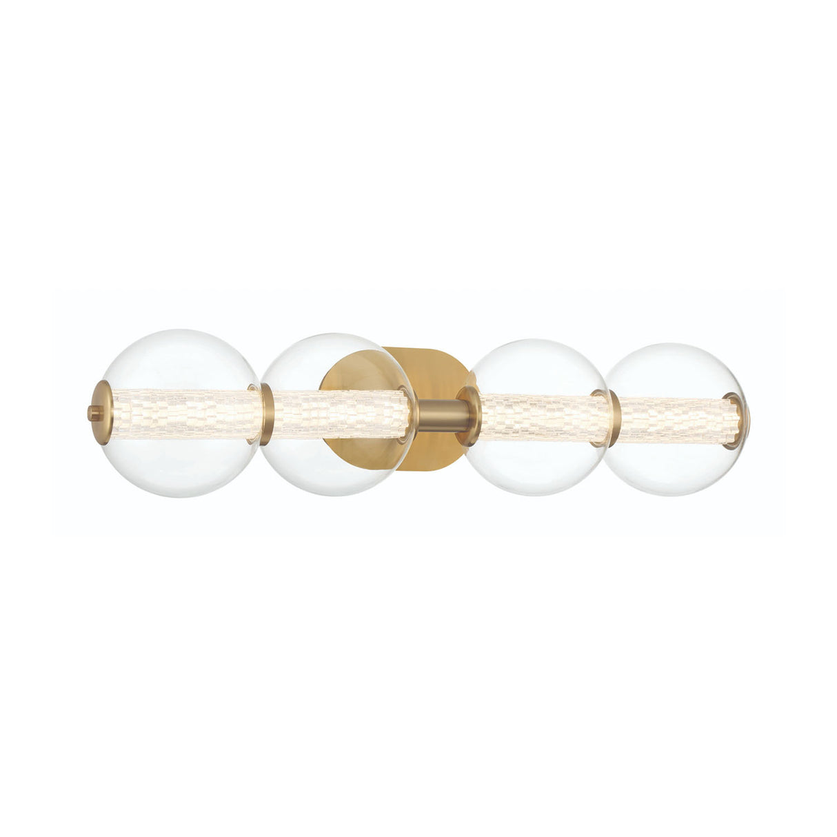 Elara LED 4 Light Vanity 30", Brass and Clear Glass