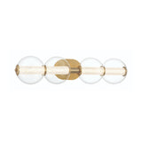 Elara LED 4 Light Vanity 30", Brass and Clear Glass