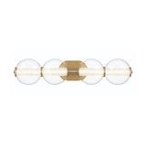 Elara LED 4 Light Vanity 30", Brass and Clear Glass
