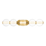 Elara LED 5 Light Vanity 38", Brass and Clear Glass