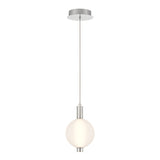 Nola LED Pendant 10", Polished Nickel and Ribbed Opal Glass