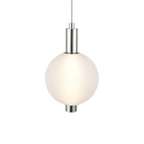 Nola LED Pendant 10", Polished Nickel and Ribbed Opal Glass