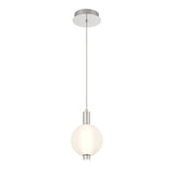 Nola LED Pendant 10", Polished Nickel and Ribbed Opal Glass