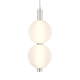 Nola LED 2 Light Pendant 6", Polished Nickel and Ribbed Opal Glass