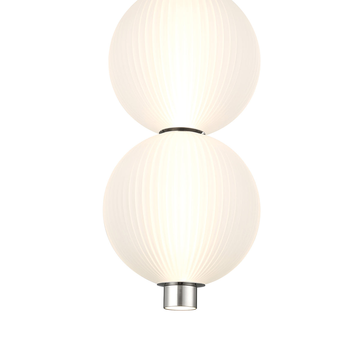 Nola LED 2 Light Pendant 6", Polished Nickel and Ribbed Opal Glass