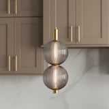 Nola LED 2 Light Pendant 6" for Modern home with Warm Beige Cabinetry