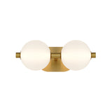 Nola LED 2 Light Vanity 15", Brass and Ribbed Opal Glass
