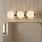 Nola LED 3 Light Vanity 23", Brass and Ribbed Opal Glass