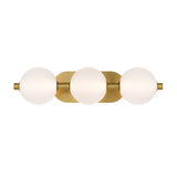 Nola LED 3 Light Vanity 23", Brass and Ribbed Opal Glass