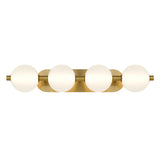 Nola LED 4 Light Vanity 30", Brass and Ribbed Opal Glass