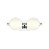 Nola LED 2 Light Vanity 15", Polished Nickel and Ribbed Opal Glass