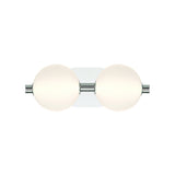 Nola LED 2 Light Vanity 15", Polished Nickel and Ribbed Opal Glass