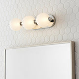 Nola LED 3 Light Vanity 23", Polished Nickel and Ribbed Opal Glass
