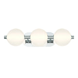 Nola LED 3 Light Vanity 23", Polished Nickel and Ribbed Opal Glass