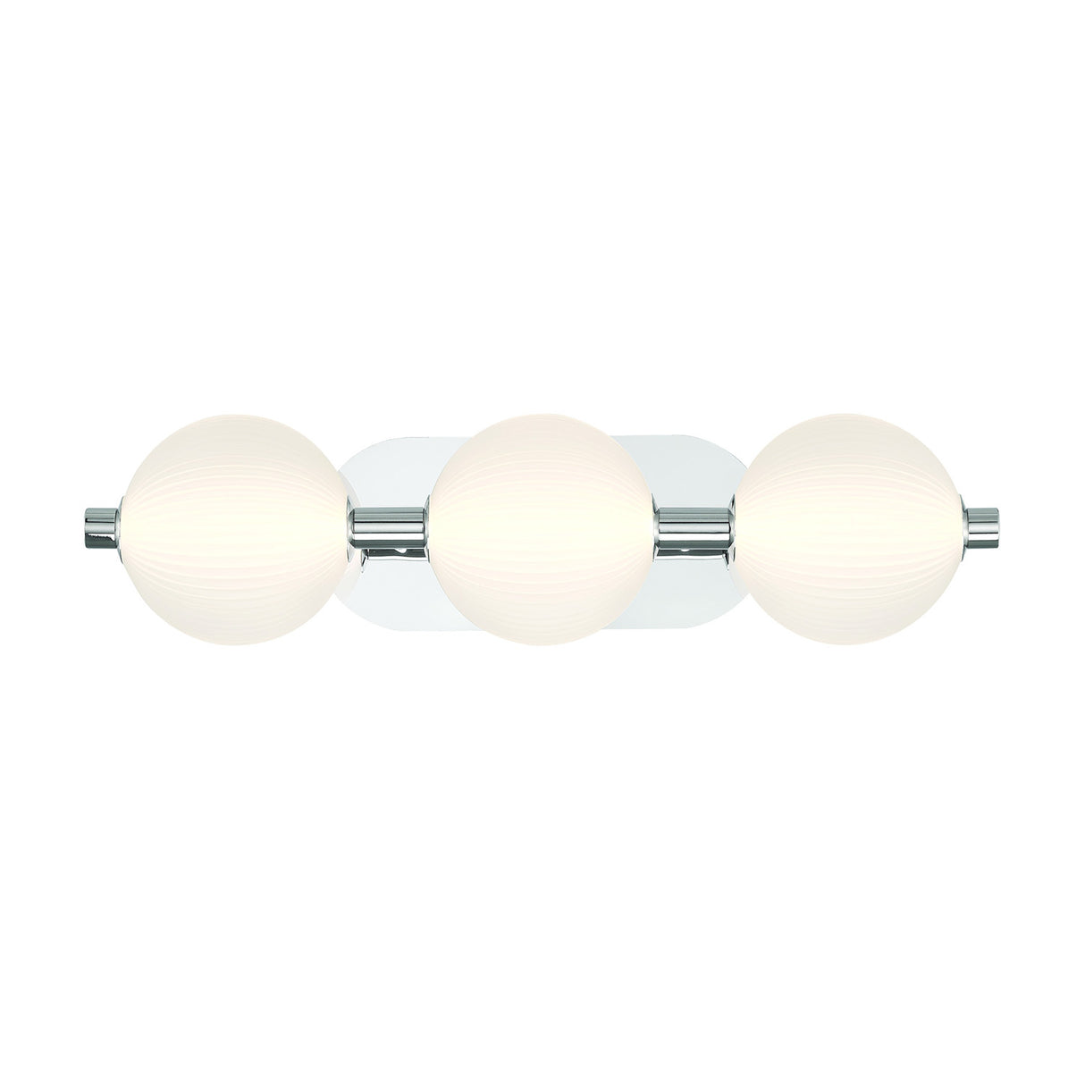 Nola LED 3 Light Vanity 23", Polished Nickel and Ribbed Opal Glass