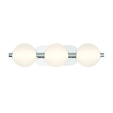 Nola LED 3 Light Vanity 23", Polished Nickel and Ribbed Opal Glass