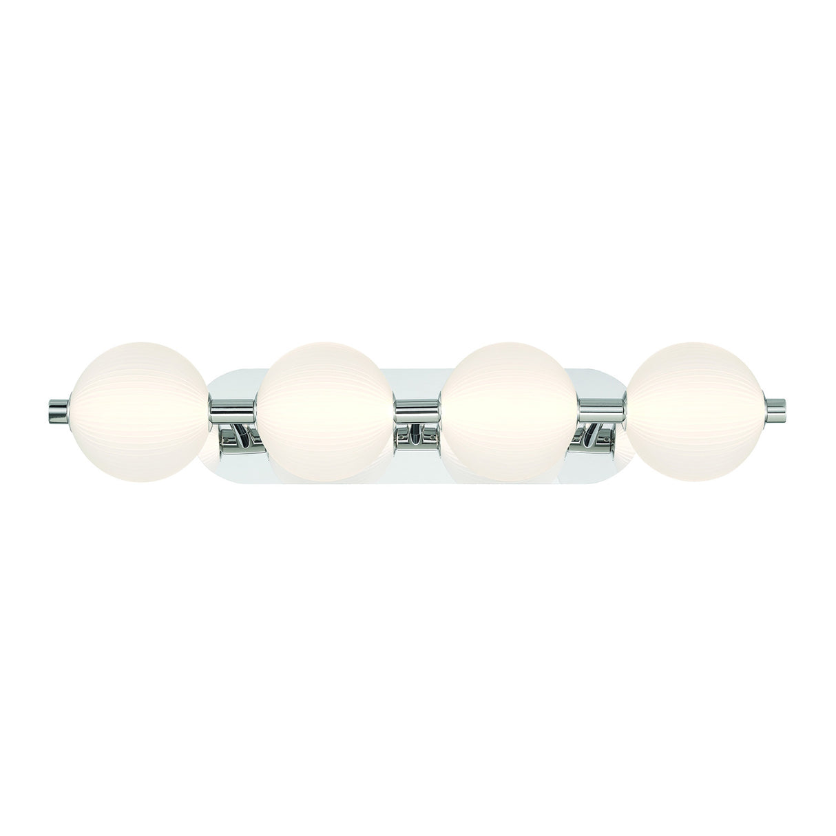 Nola LED 4 Light Vanity 30", Polished Nickel and Ribbed Opal Glass