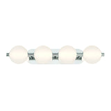 Nola LED 4 Light Vanity 30", Polished Nickel and Ribbed Opal Glass