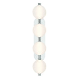 Nola LED 4 Light Vanity 30", Polished Nickel and Ribbed Opal Glass