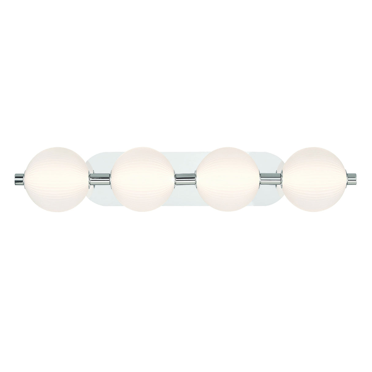Nola LED 4 Light Vanity 30", Polished Nickel and Ribbed Opal Glass
