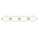 Nola LED 4 Light Vanity 30", Polished Nickel and Ribbed Opal Glass