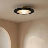 Yates LED Flush Mount 18", Matte Navy for Modern home with Beige walls