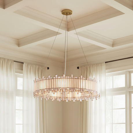 Colette 12 Light Chandelier 37" for Transitional home with Cream Walls
