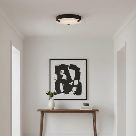 Inez Medium LED Flush Mount 16", Matte Black and Alabaster